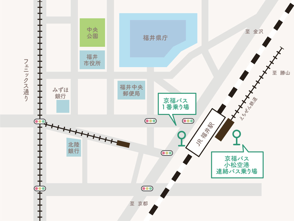 福井駅バス乗り場の地図